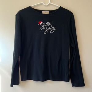 Santa Baby ladies size large black long sleeved shirt.